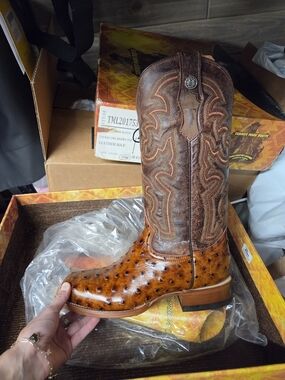 Tanner Mark Ostrich Leather Western Boots
